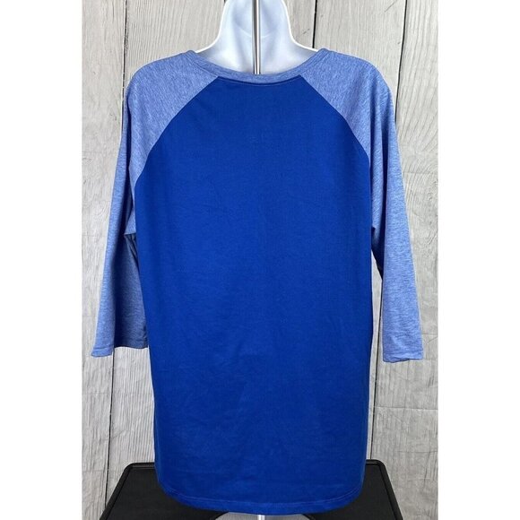 Athletic Works XL 3/4 Sleeve Blue Raglan Top "Perfect Is Boring" - Picture 5 of 9